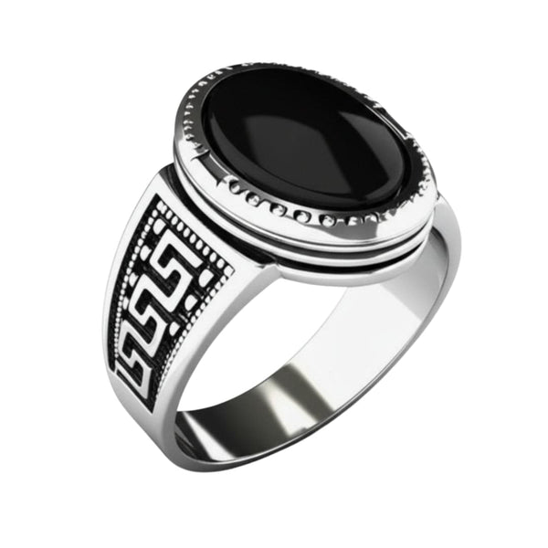 Royal Series - BLACK PYRE SIGNET RING - Pure Stainless Steel Men’s Steel-Plated Ring – Statement Luxury Jewelry (Size : -17-19-21-24-27)