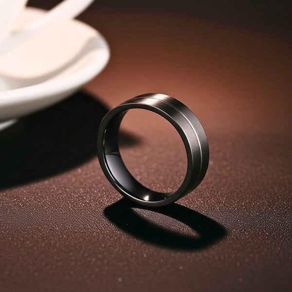 Royal Series - BLACK STRIKE RING - Pure Stainless Steel Men’s Black-Steel-Plated Ring – Statement Luxury Jewelry (Size : 17-20-22-25-27)