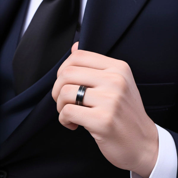 Royal Series - BLACK STRIKE RING - Pure Stainless Steel Men’s Black-Steel-Plated Ring – Statement Luxury Jewelry (Size : 17-20-22-25-27)