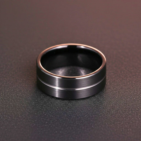 Royal Series - BLACK STRIKE RING - Pure Stainless Steel Men’s Black-Steel-Plated Ring – Statement Luxury Jewelry (Size : 17-20-22-25-27)