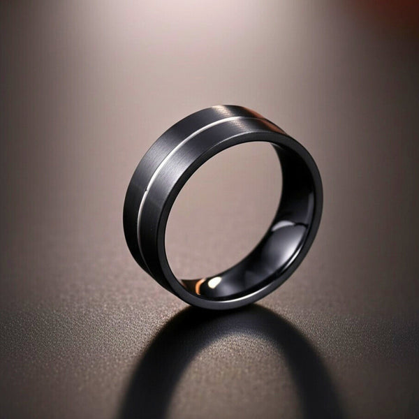 Royal Series - BLACK STRIKE RING - Pure Stainless Steel Men’s Black-Steel-Plated Ring – Statement Luxury Jewelry (Size : 17-20-22-25-27)