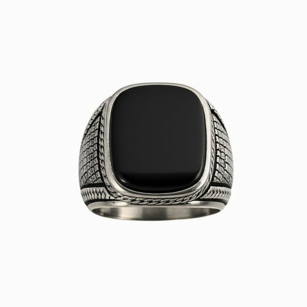 Royal Series - BLACK VALOR RING - Pure Stainless Steel Men’s Steel-Plated Ring – Statement Luxury Jewelry (Size : 19-22-24-27)