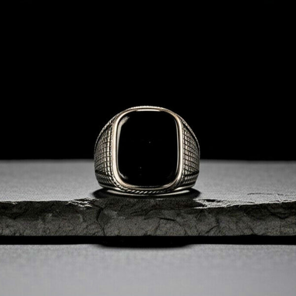 Royal Series - BLACK VALOR RING - Pure Stainless Steel Men’s Steel-Plated Ring – Statement Luxury Jewelry (Size : 19-22-24-27)