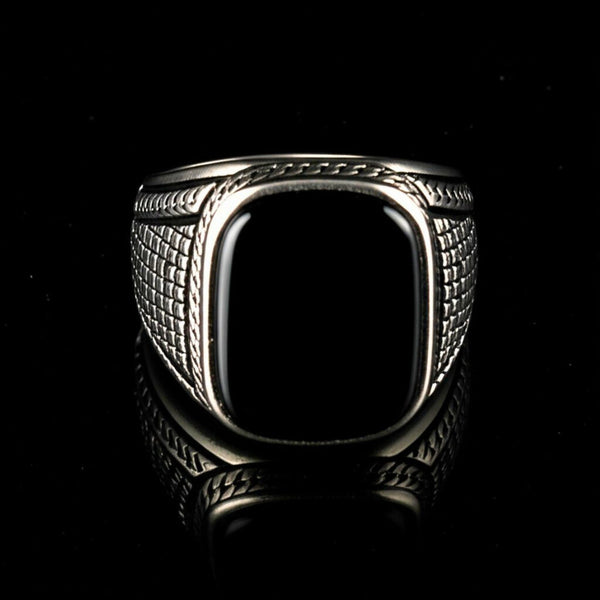 Royal Series - BLACK VALOR RING - Pure Stainless Steel Men’s Steel-Plated Ring – Statement Luxury Jewelry (Size : 19-22-24-27)