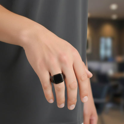 THE MEN THING Rings Royal Series - BLACKSPIRE RING - Pure Stainless Steel Men’s Black-Plated Ring – Statement Luxury Jewelry (Size : 13-14-23-24-28-29-32-32)