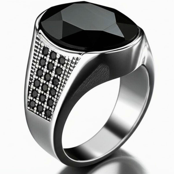 Royal Series - BLACKSTONE ELITE RING - Pure Stainless Steel Men’s Steel-Plated Ring – Statement Luxury Jewelry (Size : 16-17-22-27)