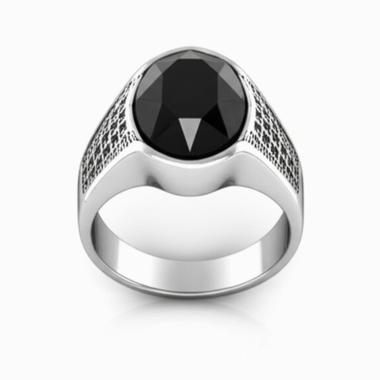 THE MEN THING Rings Royal Series - BLACKSTONE ELITE RING - Pure Stainless Steel Men’s Steel-Plated Ring – Statement Luxury Jewelry (Size : 16-17-22-27)