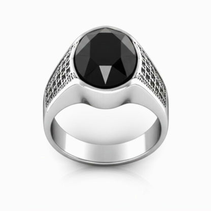 THE MEN THING Rings Royal Series - BLACKSTONE ELITE RING - Pure Stainless Steel Men’s Steel-Plated Ring – Statement Luxury Jewelry (Size : 16-17-22-27)