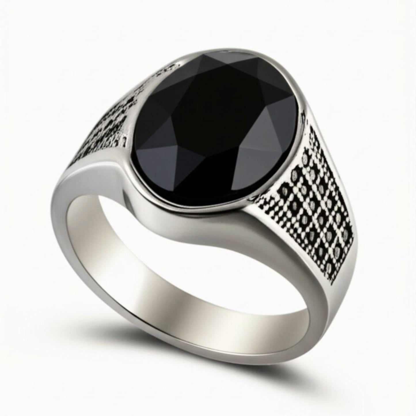 THE MEN THING Rings Royal Series - BLACKSTONE ELITE RING - Pure Stainless Steel Men’s Steel-Plated Ring – Statement Luxury Jewelry (Size : 16-17-22-27)