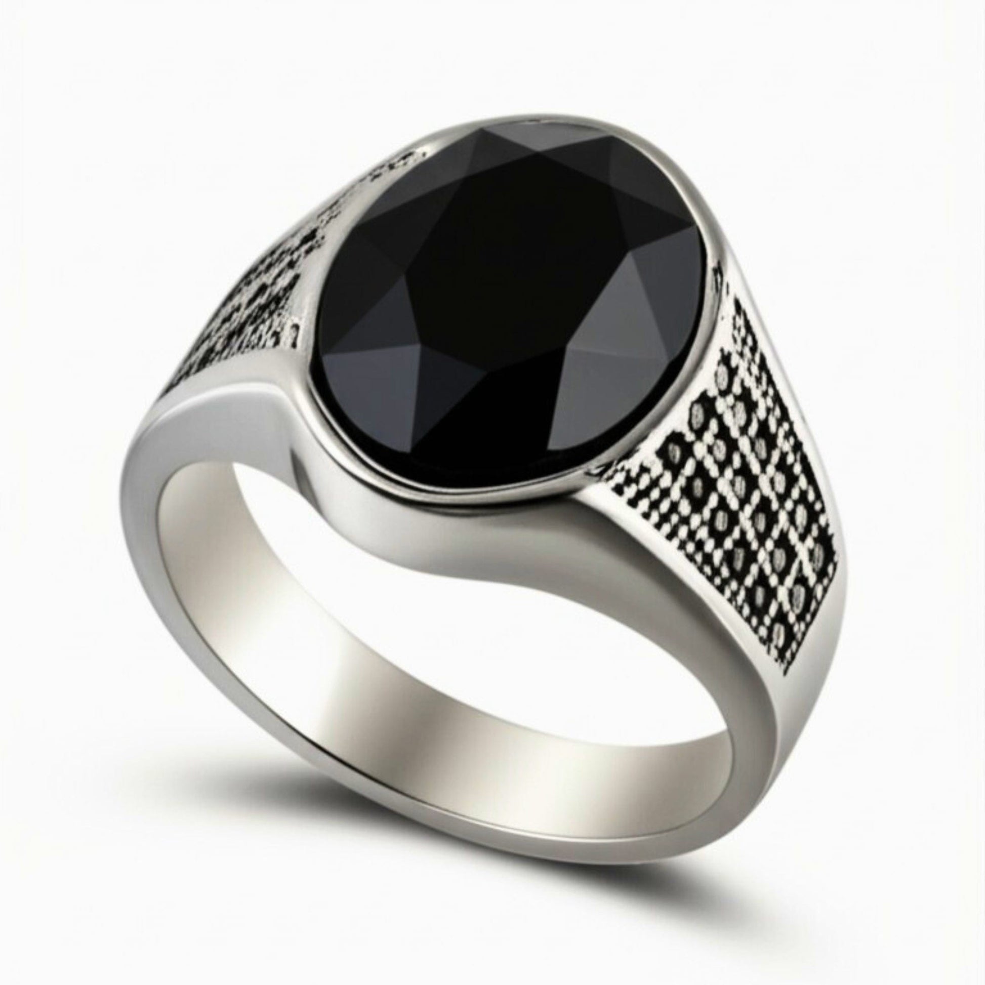 THE MEN THING Rings Royal Series - BLACKSTONE ELITE RING - Pure Stainless Steel Men’s Steel-Plated Ring – Statement Luxury Jewelry (Size : 16-17-22-27)