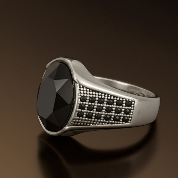 Royal Series - BLACKSTONE ELITE RING - Pure Stainless Steel Men’s Steel-Plated Ring – Statement Luxury Jewelry (Size : 16-17-22-27)