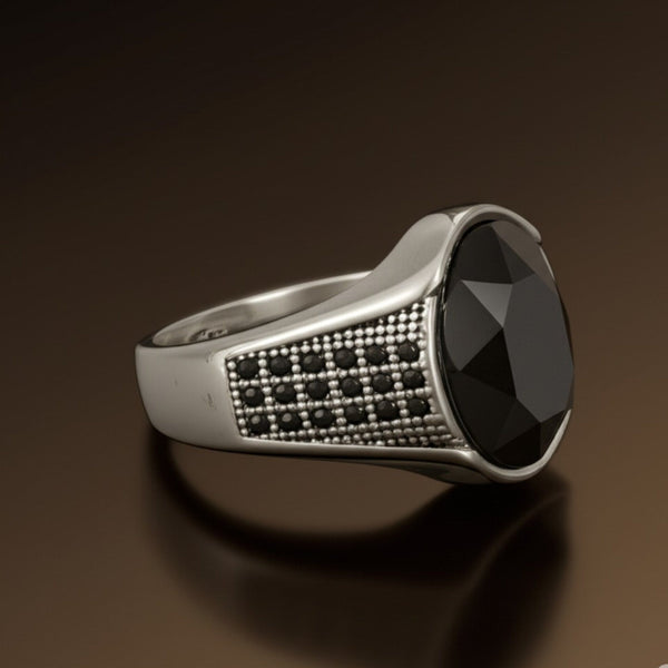 Royal Series - BLACKSTONE ELITE RING - Pure Stainless Steel Men’s Steel-Plated Ring – Statement Luxury Jewelry (Size : 16-17-22-27)