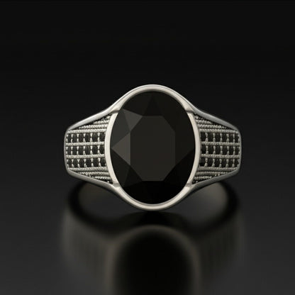 THE MEN THING Rings Royal Series - BLACKSTONE ELITE RING - Pure Stainless Steel Men’s Steel-Plated Ring – Statement Luxury Jewelry (Size : 16-17-22-27)