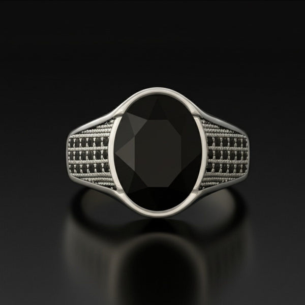 Royal Series - BLACKSTONE ELITE RING - Pure Stainless Steel Men’s Steel-Plated Ring – Statement Luxury Jewelry (Size : 16-17-22-27)