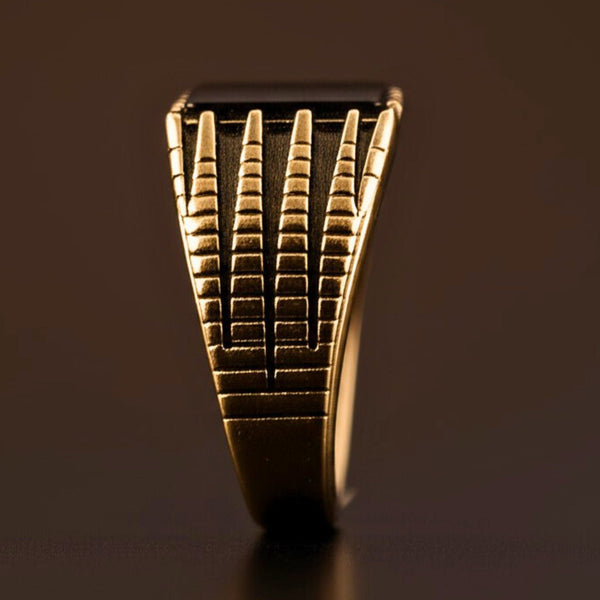 Royal Series - BLACKSTONE SOVEREIGN RING - Pure Stainless Steel Men’s Rose Gold-Plated Ring – Statement Luxury Jewelry (Size : 16-19-21-24)