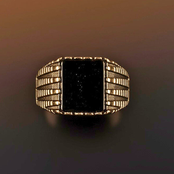 Royal Series - BLACKSTONE SOVEREIGN RING - Pure Stainless Steel Men’s Rose Gold-Plated Ring – Statement Luxury Jewelry (Size : 16-19-21-24)