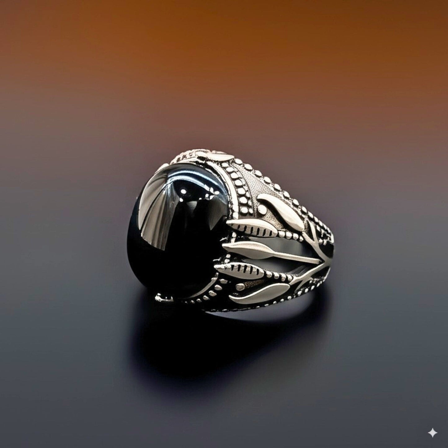 THE MEN THING Rings Royal Series - BLACKTHORN REGENT RING - Pure Stainless Steel Men’s Steel-Black-Plated Ring – Statement Luxury Jewelry (Size : 19-21-24)