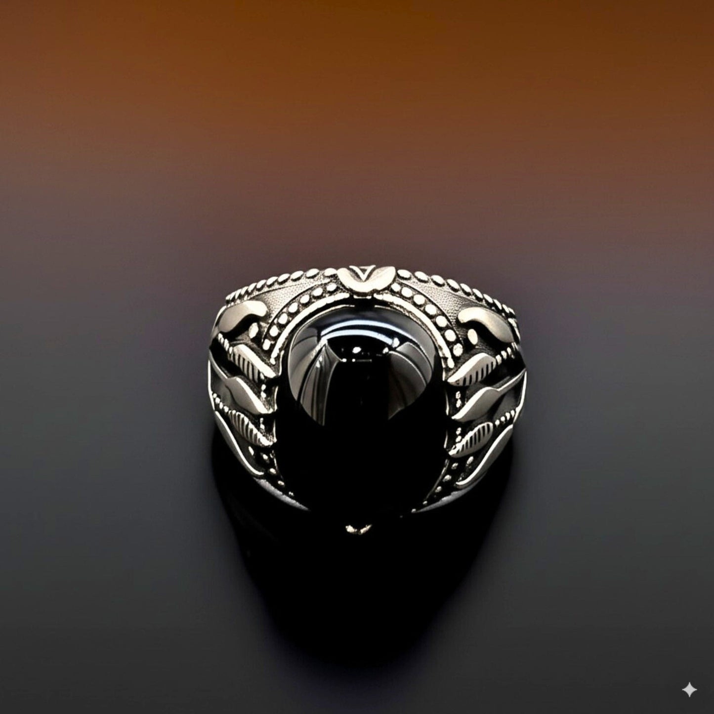 THE MEN THING Rings Royal Series - BLACKTHORN REGENT RING - Pure Stainless Steel Men’s Steel-Black-Plated Ring – Statement Luxury Jewelry (Size : 19-21-24)