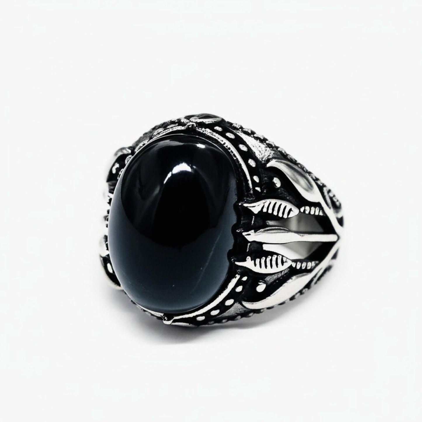 THE MEN THING Rings Royal Series - BLACKTHORN REGENT RING - Pure Stainless Steel Men’s Steel-Black-Plated Ring – Statement Luxury Jewelry (Size : 19-21-24)