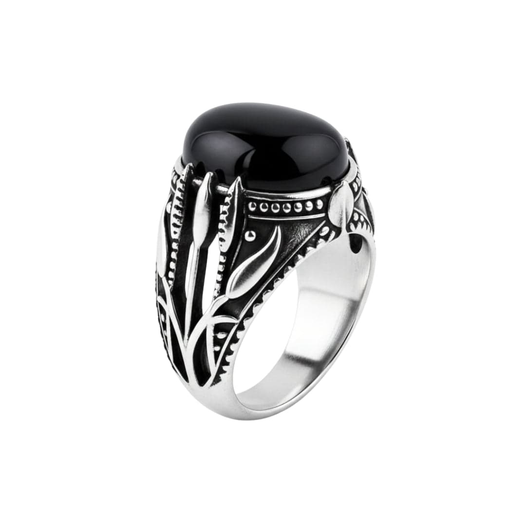 THE MEN THING Rings Royal Series - BLACKTHORN REGENT RING - Pure Stainless Steel Men’s Steel-Black-Plated Ring – Statement Luxury Jewelry (Size : 19-21-24)
