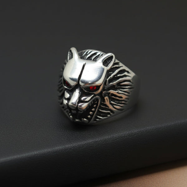 Royal Series - BLOODFANG WOLF RING- Pure Stainless Steel Men’s Steel-Plated Ring – Statement Luxury Jewelry (Size :15-17-18-21-24-27-28-30)