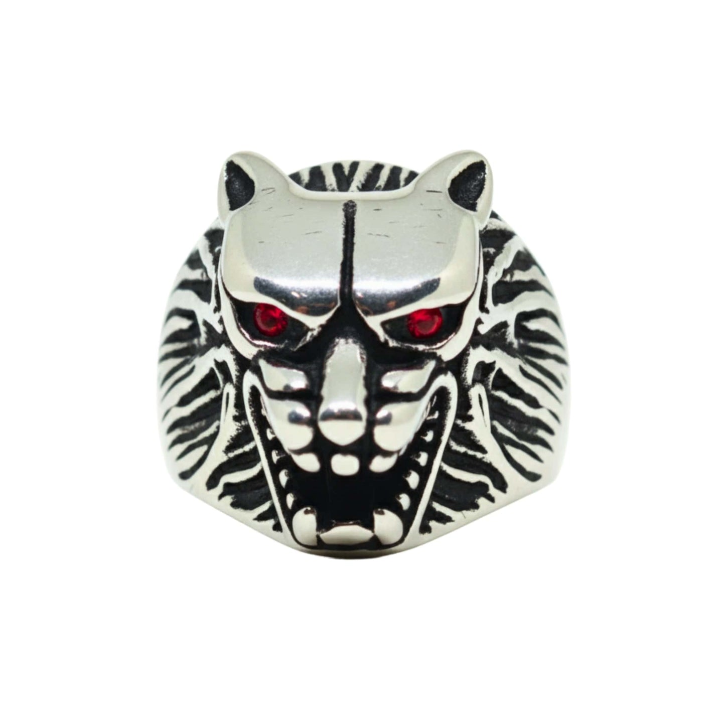 THE MEN THING Rings Royal Series - BLOODFANG WOLF RING- Pure Stainless Steel Men’s Steel-Plated Ring – Statement Luxury Jewelry (Size :15-17-18-21-24-27-28-30)