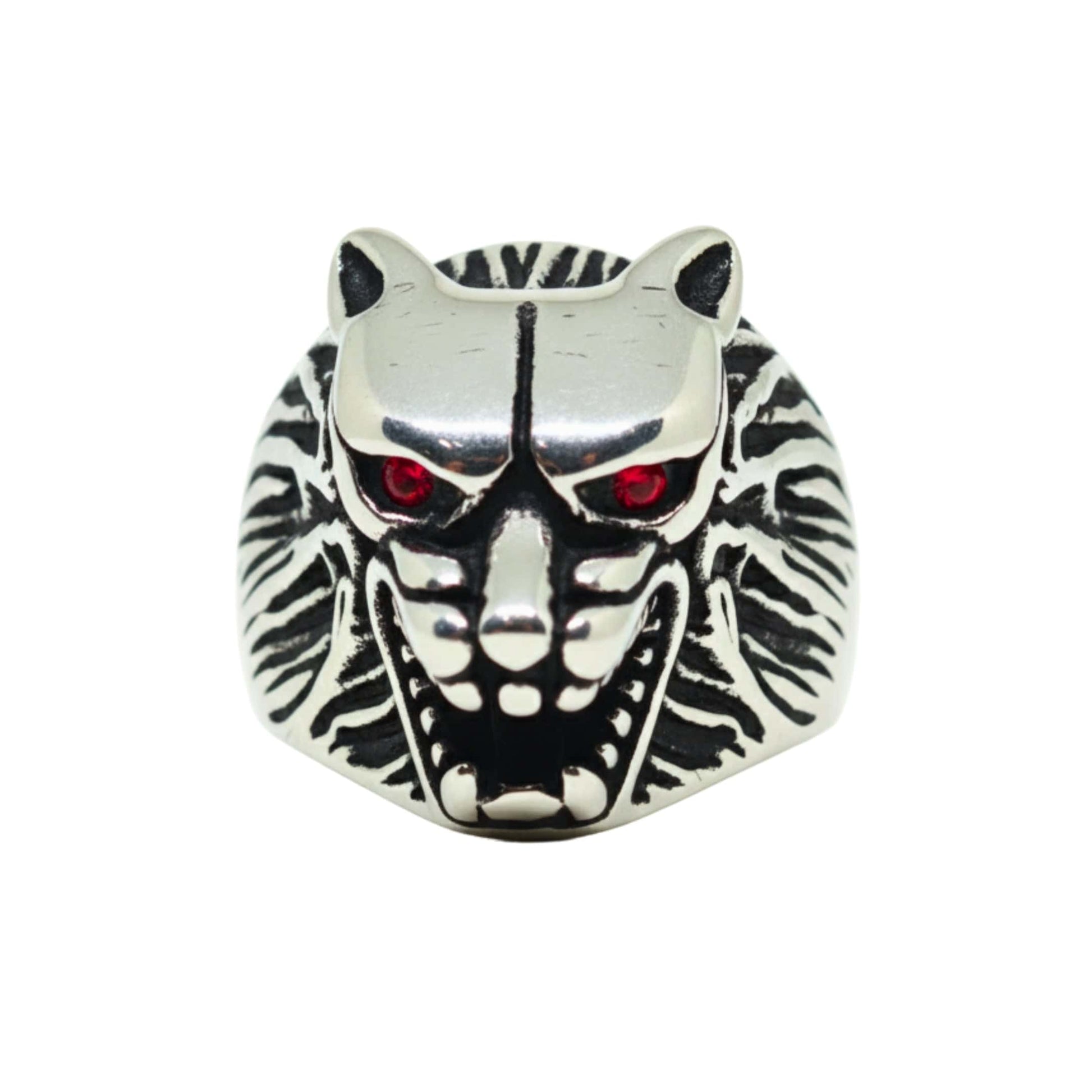 THE MEN THING Rings Royal Series - BLOODFANG WOLF RING- Pure Stainless Steel Men’s Steel-Plated Ring – Statement Luxury Jewelry (Size :15-17-18-21-24-27-28-30)