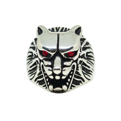 THE MEN THING Rings Royal Series - BLOODFANG WOLF RING- Pure Stainless Steel Men’s Steel-Plated Ring – Statement Luxury Jewelry (Size :15-17-18-21-24-27-28-30)