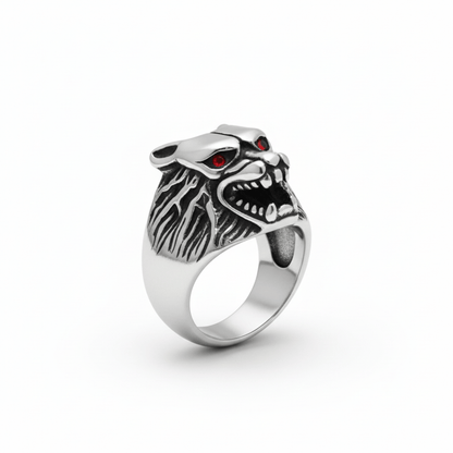 THE MEN THING Rings Royal Series - BLOODFANG WOLF RING- Pure Stainless Steel Men’s Steel-Plated Ring – Statement Luxury Jewelry (Size :15-17-18-21-24-27-28-30)