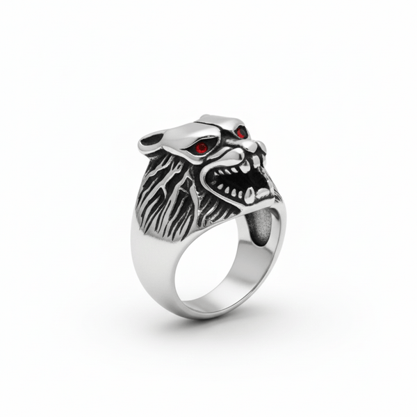 Royal Series - BLOODFANG WOLF RING- Pure Stainless Steel Men’s Steel-Plated Ring – Statement Luxury Jewelry (Size :15-17-18-21-24-27-28-30)