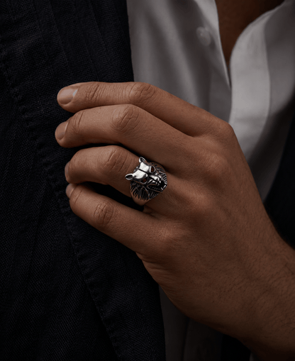 THE MEN THING Rings Royal Series - BLOODFANG WOLF RING- Pure Stainless Steel Men’s Steel-Plated Ring – Statement Luxury Jewelry (Size :15-17-18-21-24-27-28-30)