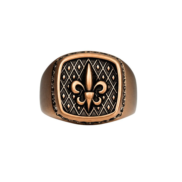 Royal Series - BRONZE HERALD RING - Pure Stainless Steel Men’s Rose Gold-Plated Ring – Statement Luxury Jewelry (Size : 19-21-24)