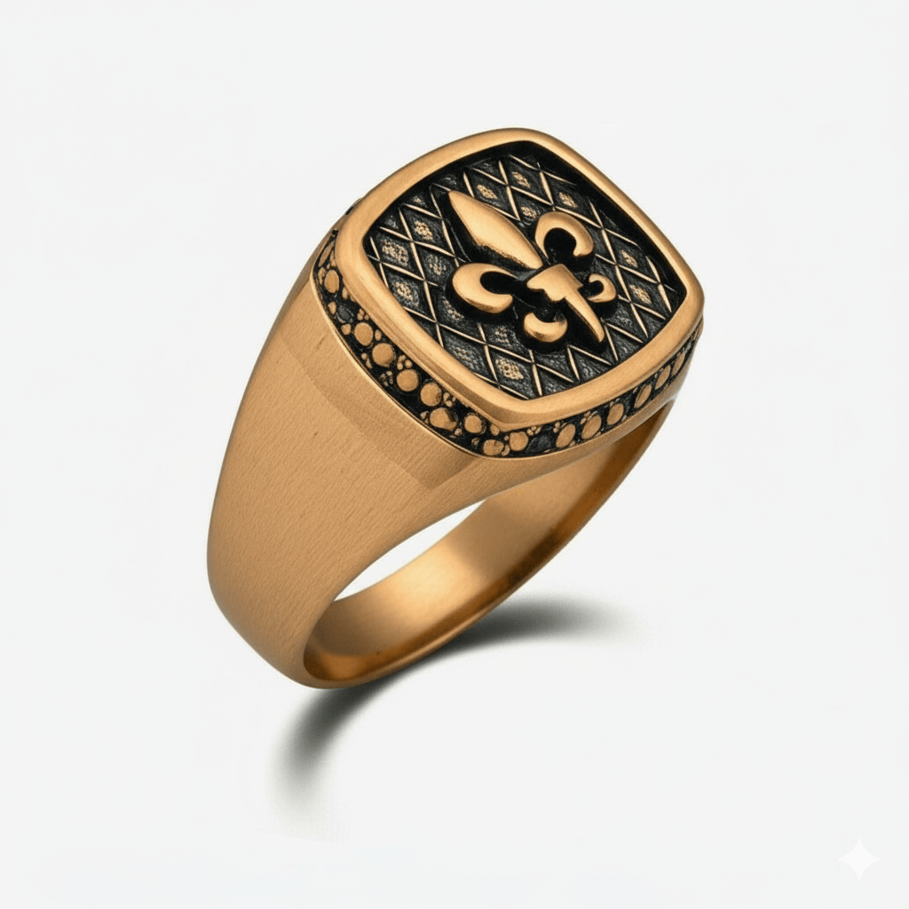 THE MEN THING Rings Royal Series - BRONZE HERALD RING - Pure Stainless Steel Men’s Rose Gold-Plated Ring – Statement Luxury Jewelry (Size : 19-21-24)