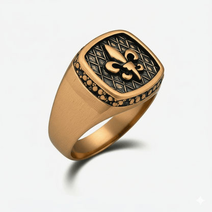 THE MEN THING Rings Royal Series - BRONZE HERALD RING - Pure Stainless Steel Men’s Rose Gold-Plated Ring – Statement Luxury Jewelry (Size : 19-21-24)