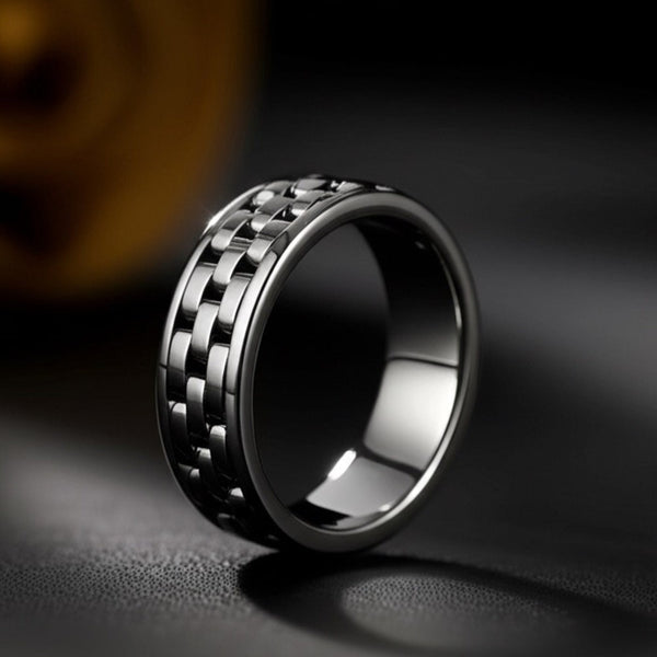 Royal Series - CARBON EDGE RING - Pure Stainless Steel Men’s Steel-Plated Black Ring – Statement Luxury Jewelry (Size : 19-22-24)