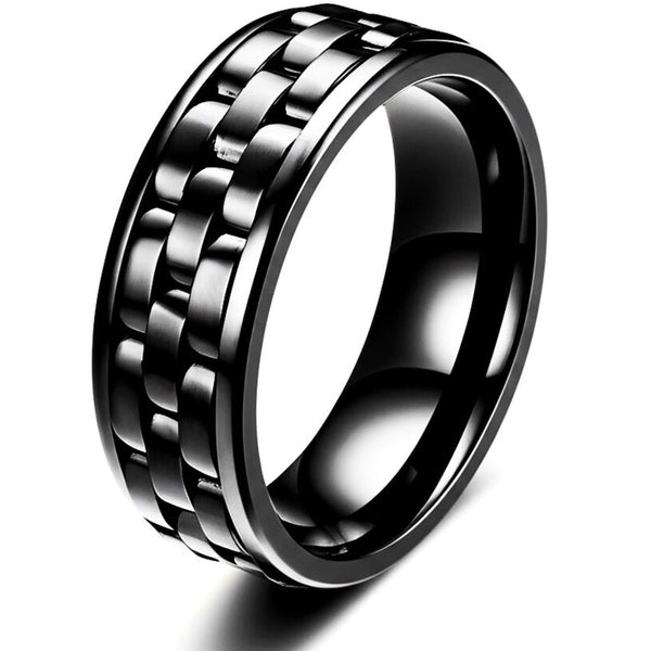 Royal Series - CARBON EDGE RING - Pure Stainless Steel Men’s Steel-Plated Black Ring – Statement Luxury Jewelry (Size : 19-22-24)
