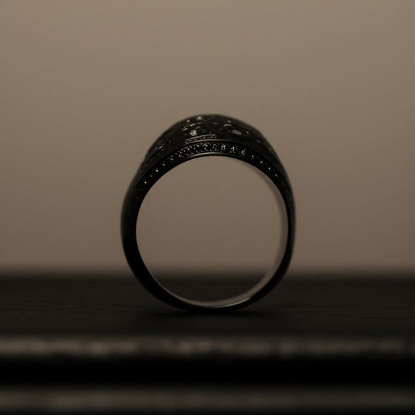 Royal Series - CELESTIAL MARK RING - Pure Stainless Steel Men’s Black-Plated Ring – Statement Luxury Jewelry (Size : -19-21-24)