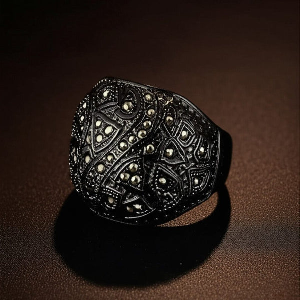 Royal Series - CELESTIAL MARK RING - Pure Stainless Steel Men’s Black-Plated Ring – Statement Luxury Jewelry (Size : -19-21-24)