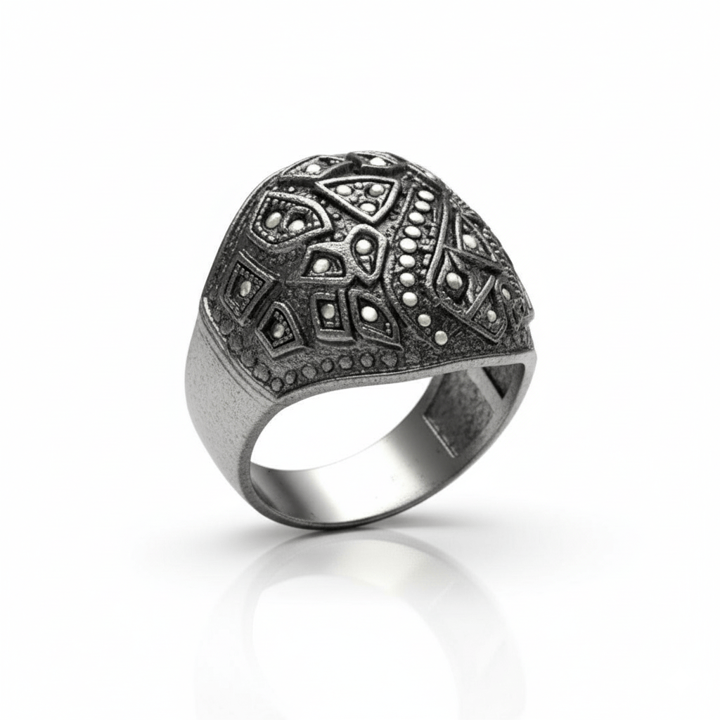 THE MEN THING Rings Royal Series - CELESTIAL MARK RING - Pure Stainless Steel Men’s Black-Plated Ring – Statement Luxury Jewelry (Size : -19-21-24)