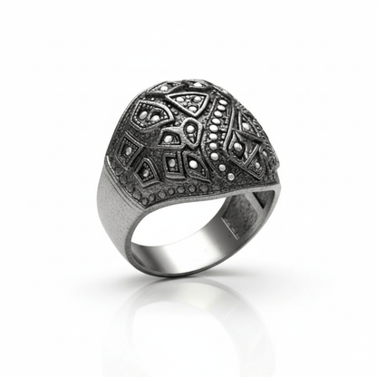 THE MEN THING Rings Royal Series - CELESTIAL MARK RING - Pure Stainless Steel Men’s Black-Plated Ring – Statement Luxury Jewelry (Size : -19-21-24)