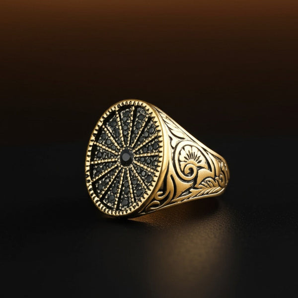 Royal Series - CELESTIAL THRONE RING - Pure Stainless Steel Men’s Gold-Plated Ring – Statement Luxury Jewelry (Size : 18-21-23-26)