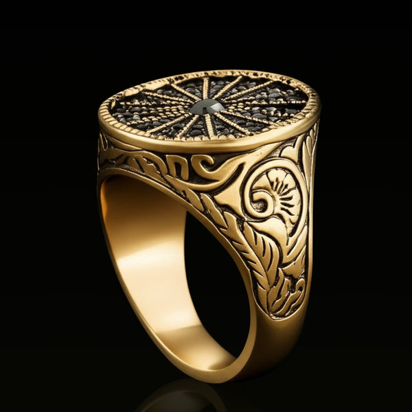 Royal Series - CELESTIAL THRONE RING - Pure Stainless Steel Men’s Gold-Plated Ring – Statement Luxury Jewelry (Size : 18-21-23-26)