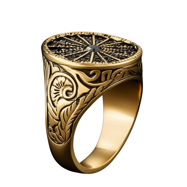 Royal Series - CELESTIAL THRONE RING - Pure Stainless Steel Men’s Gold-Plated Ring – Statement Luxury Jewelry (Size : 18-21-23-26)