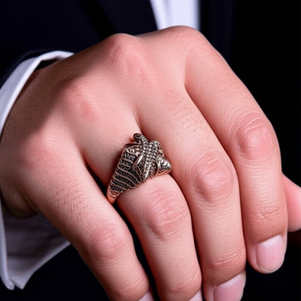 Royal Series - COPPER BASTION RING - Pure Stainless Steel Men’s Rose Gold-Plated Ring – Statement Luxury Jewelry (Size : 19-21-24)