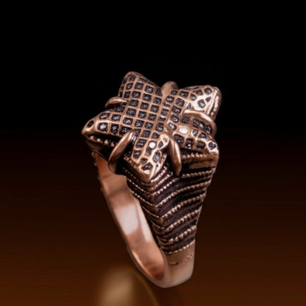 Royal Series - COPPER BASTION RING - Pure Stainless Steel Men’s Rose Gold-Plated Ring – Statement Luxury Jewelry (Size : 19-21-24)