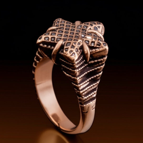 Royal Series - COPPER BASTION RING - Pure Stainless Steel Men’s Rose Gold-Plated Ring – Statement Luxury Jewelry (Size : 19-21-24)