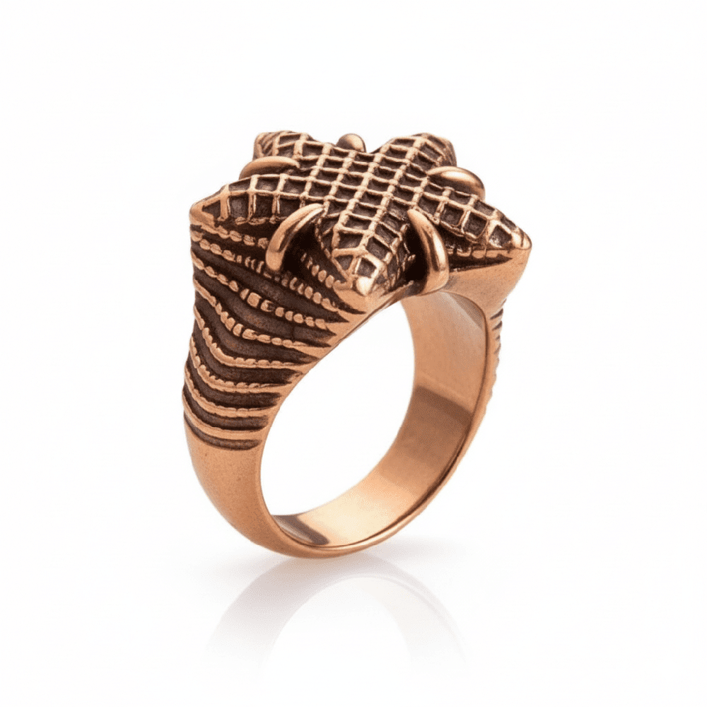 THE MEN THING Rings Royal Series - COPPER BASTION RING - Pure Stainless Steel Men’s Rose Gold-Plated Ring – Statement Luxury Jewelry (Size : 19-21-24)