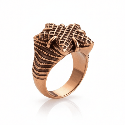 THE MEN THING Rings Royal Series - COPPER BASTION RING - Pure Stainless Steel Men’s Rose Gold-Plated Ring – Statement Luxury Jewelry (Size : 19-21-24)