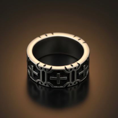 THE MEN THING Rings Royal Series - CROSSFIRE LEGACY RING - Pure Stainless Steel Men’s Steel-Plated Ring – Statement Luxury Jewelry (Size :16-20-22-26-28-31-32)