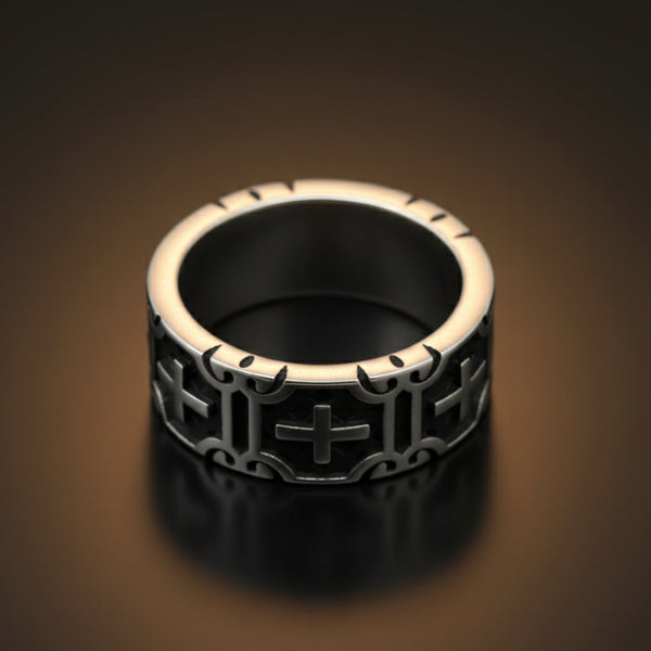 Royal Series - CROSSFIRE LEGACY RING - Pure Stainless Steel Men’s Steel-Plated Ring – Statement Luxury Jewelry (Size :16-20-22-26-28-31-32)